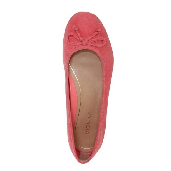 Vionic Suede Callisto Ballet Flat Womens 10 Shell‎ Pink Arch Support New - Picture 2 of 7